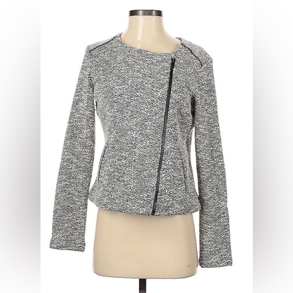 Banana Republic Tweed Black and White Moto Jacket Size 4